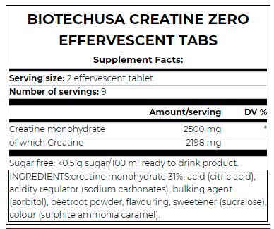 Onglets effervescents de créatine zéro/18