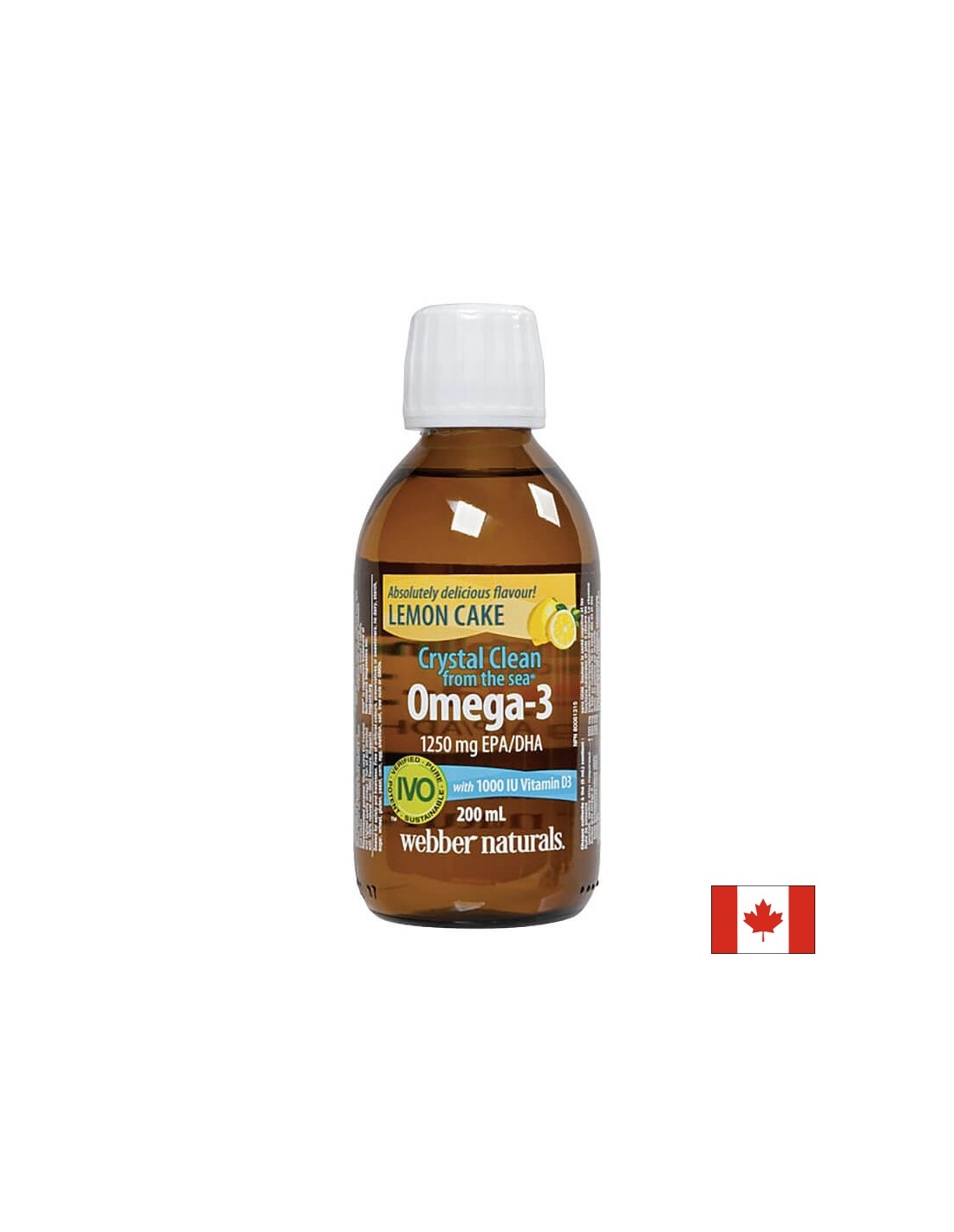 Crystal Clean from the sea® Oméga-3 1250 mg (EPA/DHA 750/500) - Oméga-3 + vitamine D3 1000 UI, 200 ml <tc>Webber Naturals</tc>