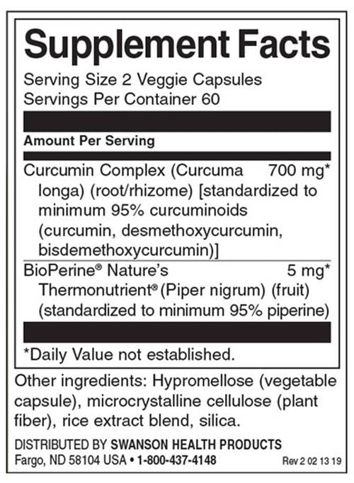 Complexe de curcumine avec biopérine 350 mg - 120 capsules