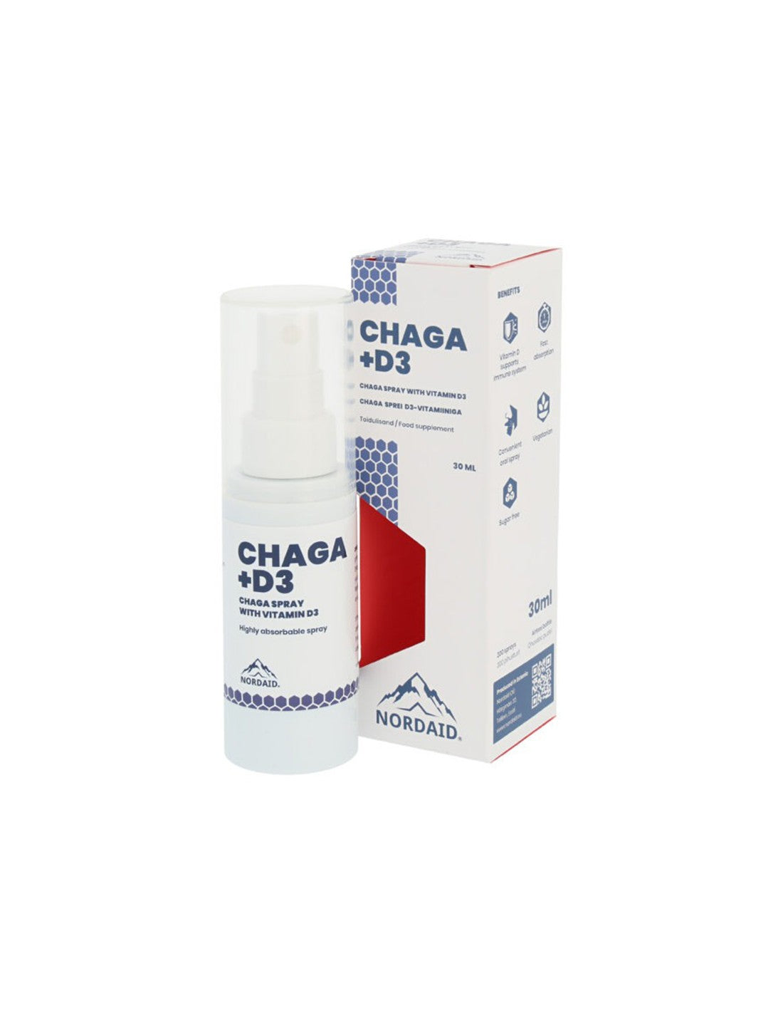 Immunité - Chaga + Vitamine D3, spray buccal x 30 ml/200 pulvérisations <tc>Nordaid</tc>