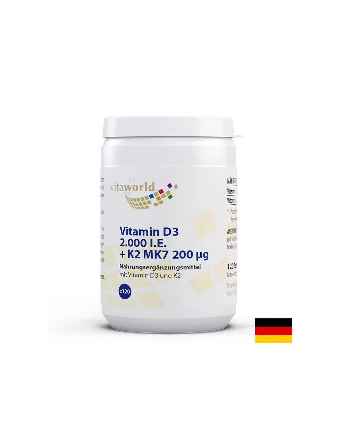 Système osseux - Vitamine D3 50 µg + K2 Mk7 200 µg, 120 comprimés