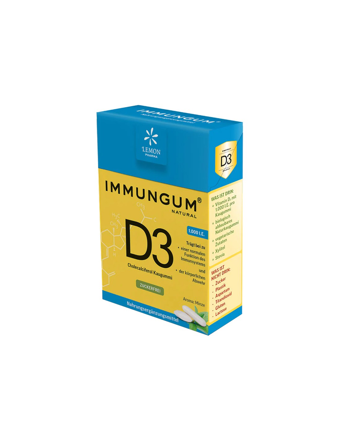 Chewing-gum à la vitamine D3 au goût de menthe - Immungum, 20 pièces <tc>Lemon Pharma</tc>