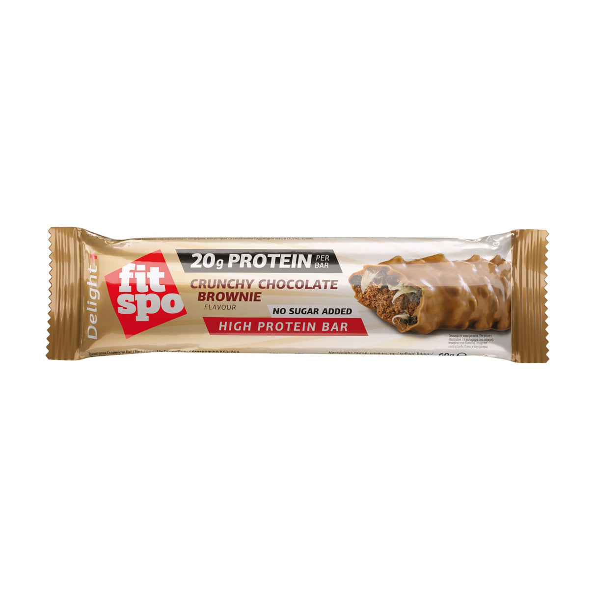 Déliciez + brownie au chocolat de la barre protéinée croquante - 12 x 60 grammes