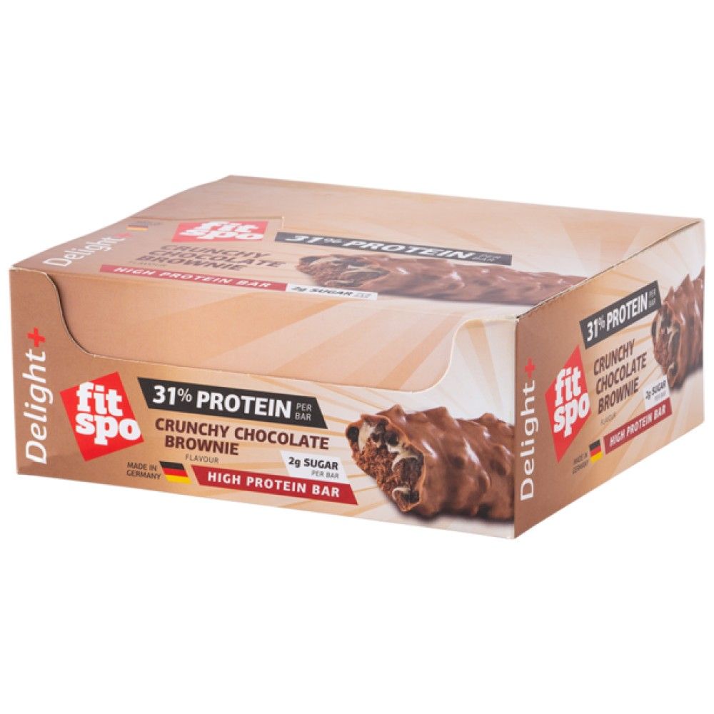 Déliciez + brownie au chocolat de la barre protéinée croquante - 12 x 60 grammes