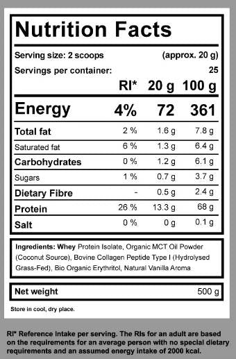 Diet Keto Shake | avec MCT, Collagène et WPI - 500 grammes