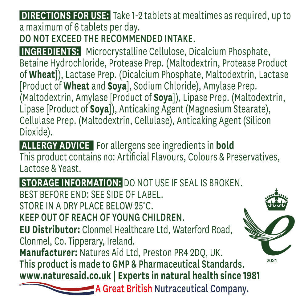 Enzymes digestives (complexe enzymatique digestif) 60 comprimés naturesaid
