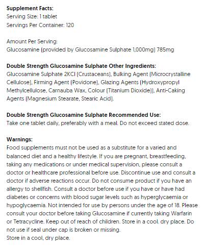 Double résistance Glucosamine Sulfate 1000 mg - 120 comprimés
