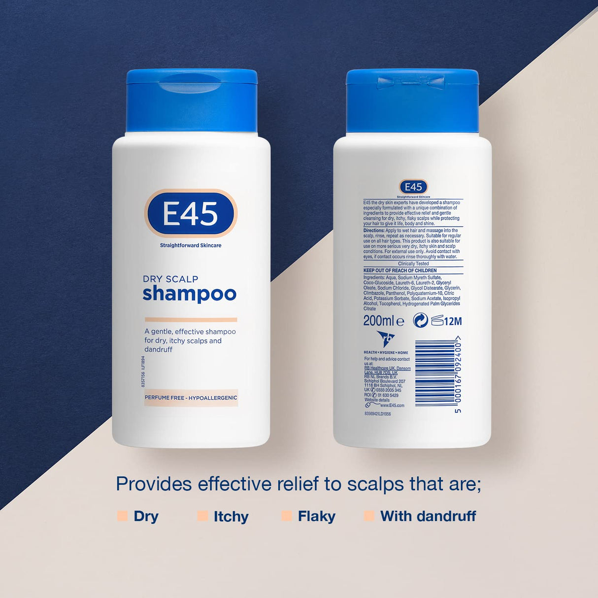 Shampooing dermatologique E45 contre le cuir chevelu sec - 200 ml