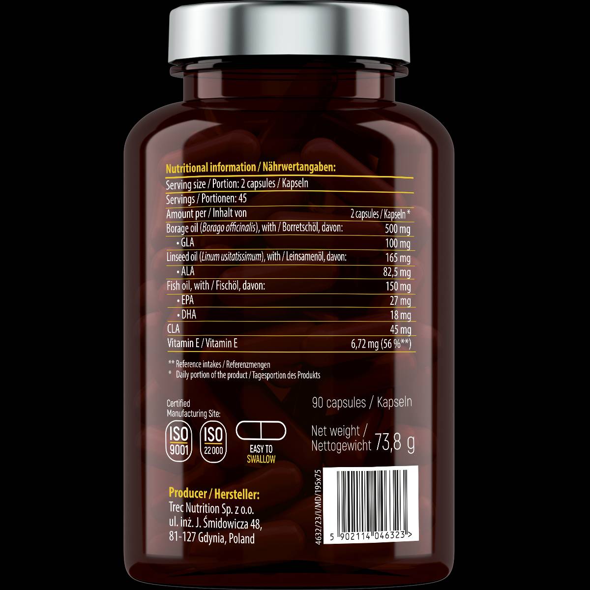 Omega 3-6-9 avec huile de poisson - 90 capsules de gel