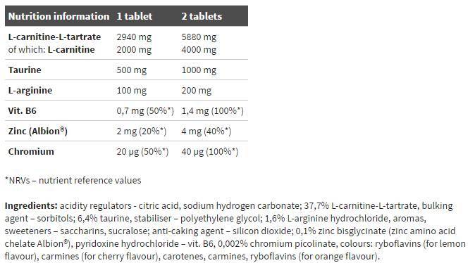 Endurance L-Carnitine 4000 Power Effervescent - 15 comprimés solubles