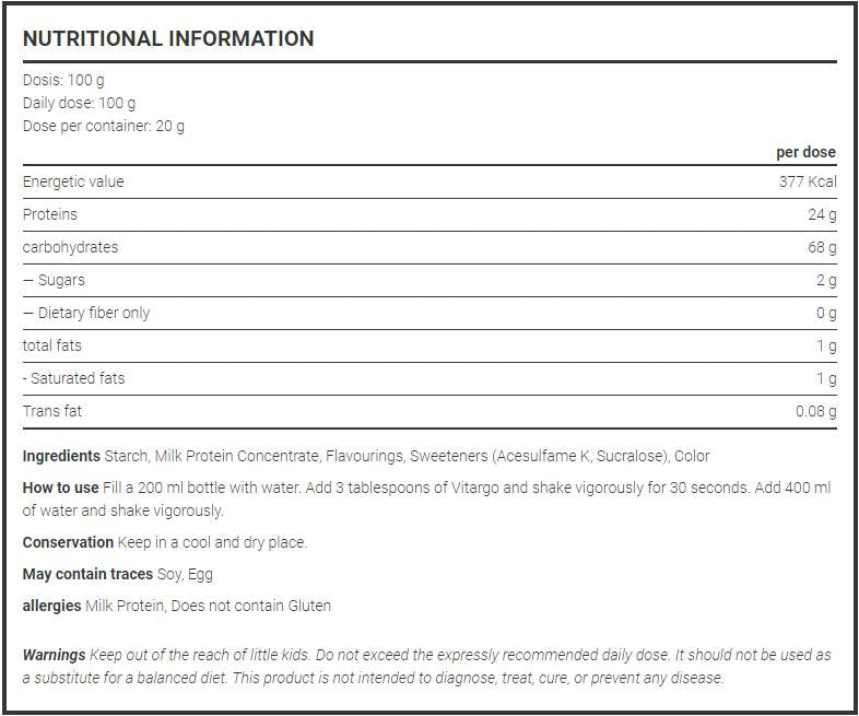 <tc>VITARGO</tc> Post | avec concentré de protéines de lactosérum - 2000 grammes