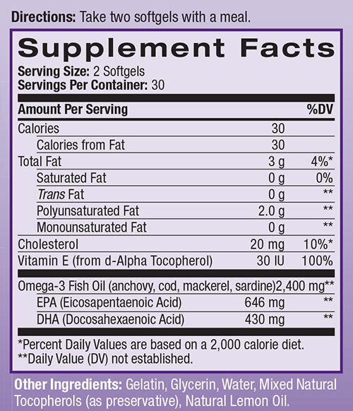 Oméga extrême 2400 mg./60 softgels