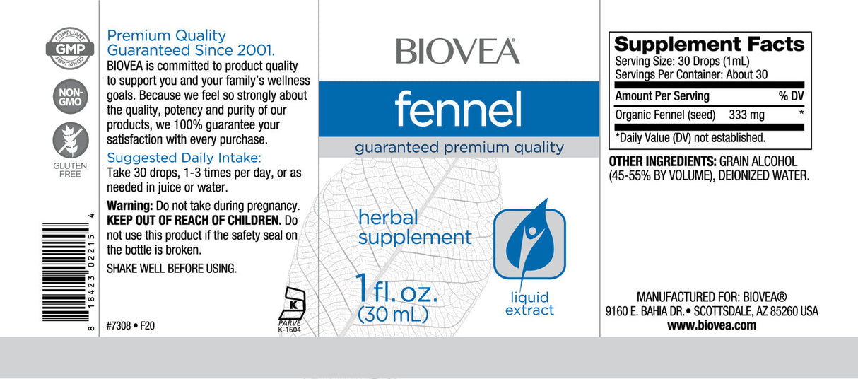 Drops liquides de fenouil/30 ml