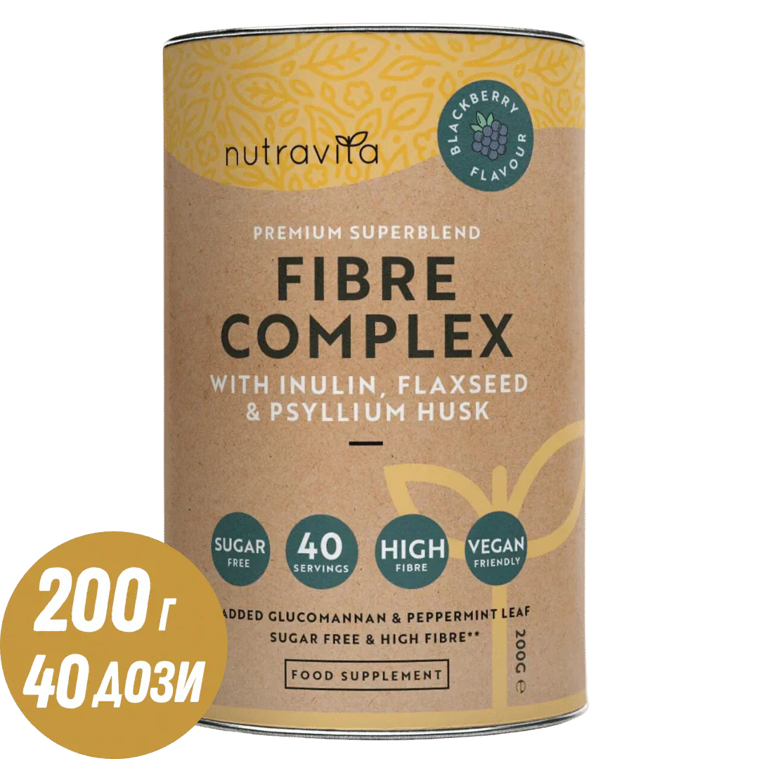 Complexe de fibres en poudre - Saveur mûre/200 g, 40 doses/ <tc>Nutravita</tc>