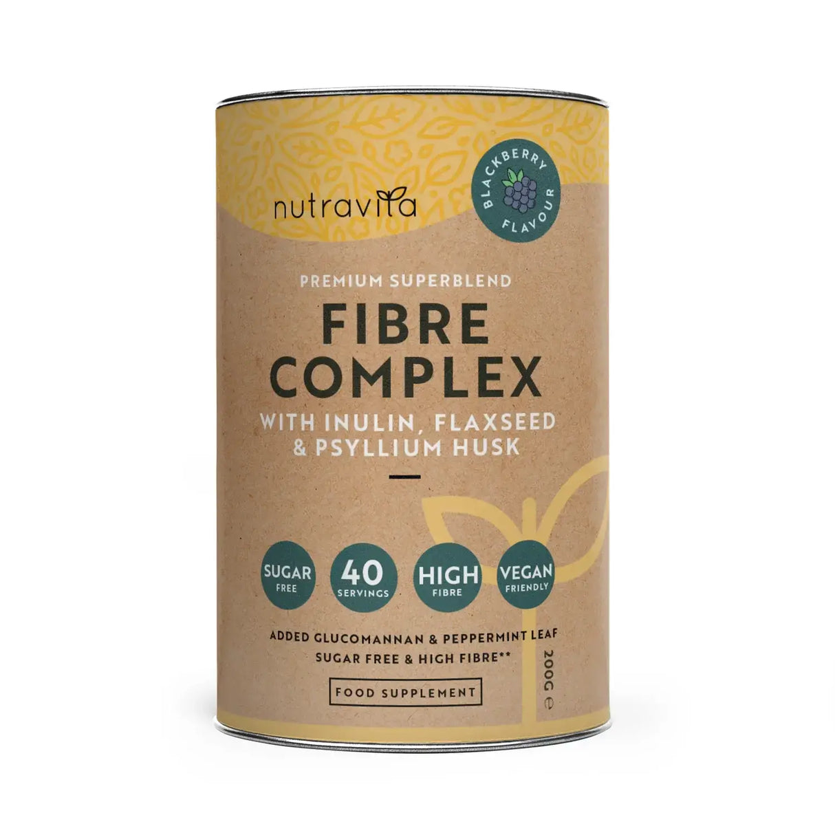 Complexe de fibres en poudre - Saveur mûre/200 g, 40 doses/ <tc>Nutravita</tc>