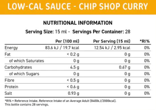 Ajuster Sauce à faible teneur en calcul | Chip Shop Curry - 425 ml