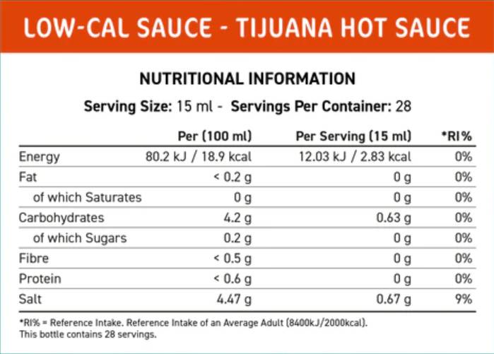 Ajuster Sauce à faible teneur en calcul | Tijuana Hot - 425 ml