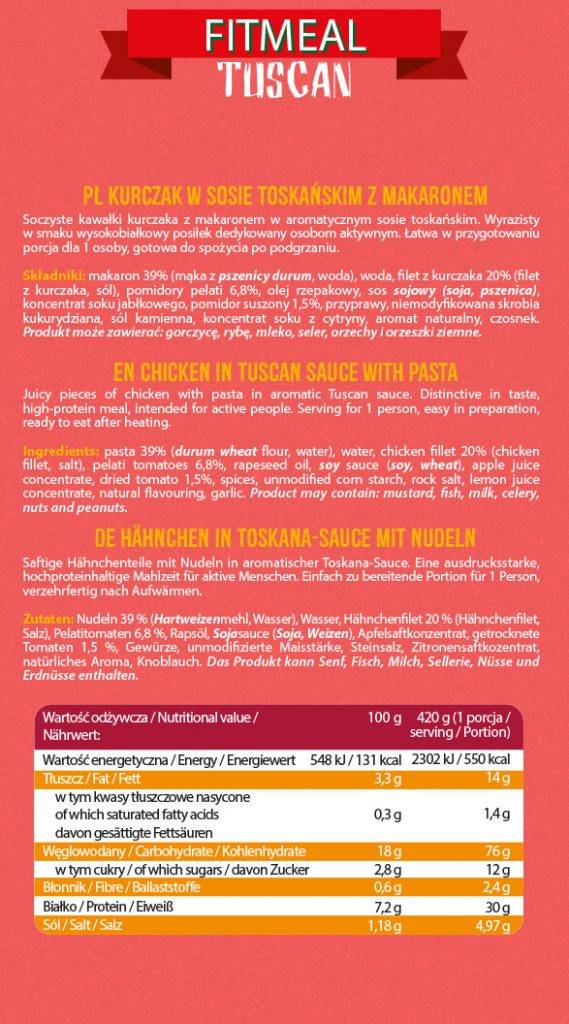 Fitmeal Tuscan | Read-to-eat High-Protein Meal - 420 grammes