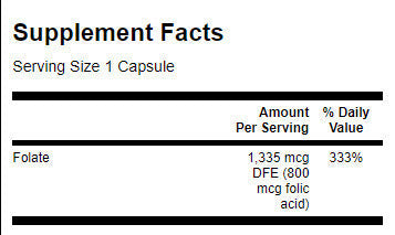 Acide folique 800 mcg - 250 capsules