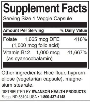 Acide folique et B12 - 30 capsules