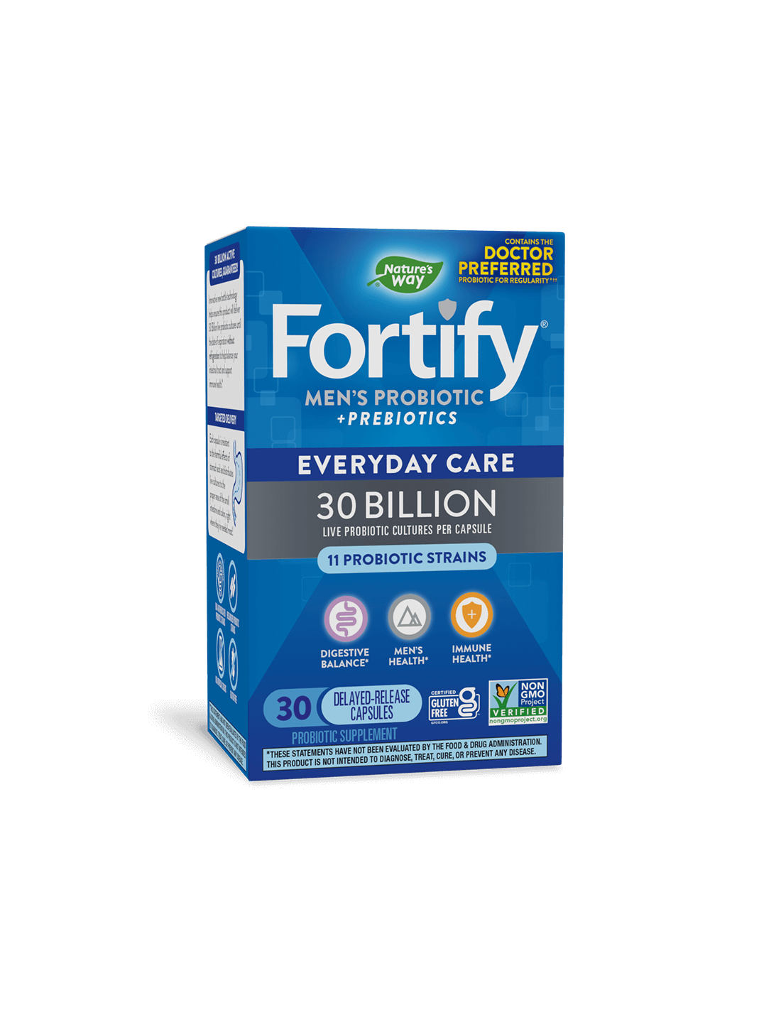 Fortifier les probiotiques masculins + les soins quotidiens prébiotiques - fortifier les probiotiques pour hommes - 30 milliards de probiotiques actifs, 30 capsules de la nature