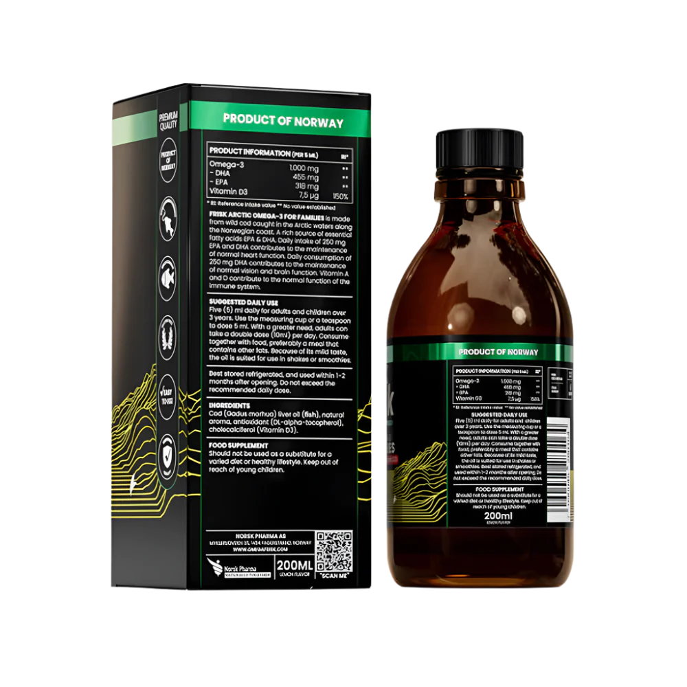 Liquide de l'Arctique - Omega-3 liquide - Flavour du citron/100% morue sauvage de la Norvège - 200 ml