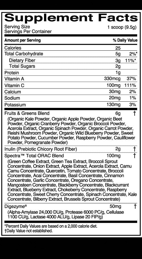 Fruits et verts | Superaliment dense en nutriments avec des antioxydants - 285 grammes