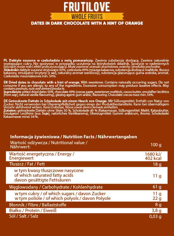 Frutilove | Dates dans le chocolat noir et l'orange 300 grammes