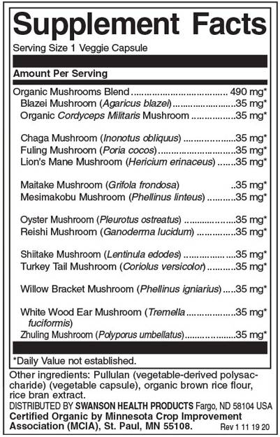 Complexe complet de 14 champignons 490 mg - 60 capsules