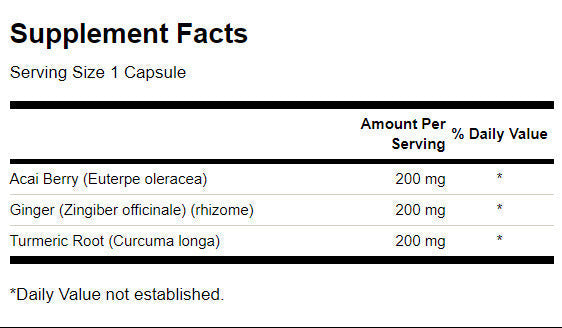Curcuma à spectre complet, acai et gingembre - 60 capsules