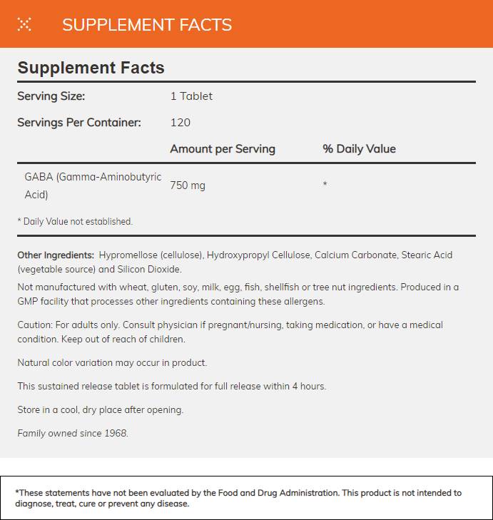 GABA 750 mg/libération prolongée - 120 comprimés