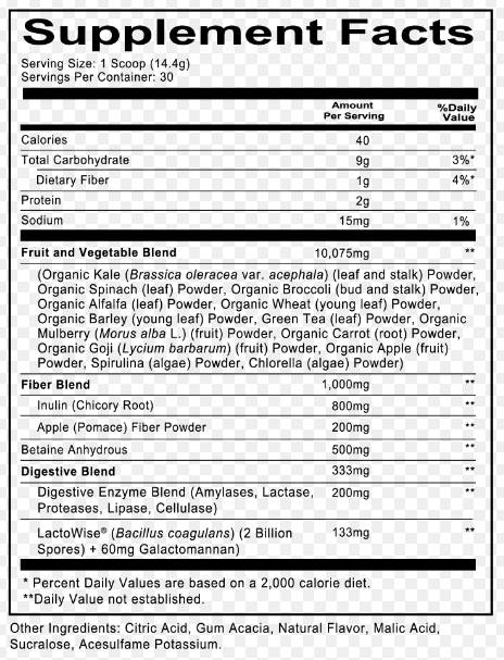 Gi jus | Blend SuperGreens + Enzymes digestives - 450 grammes