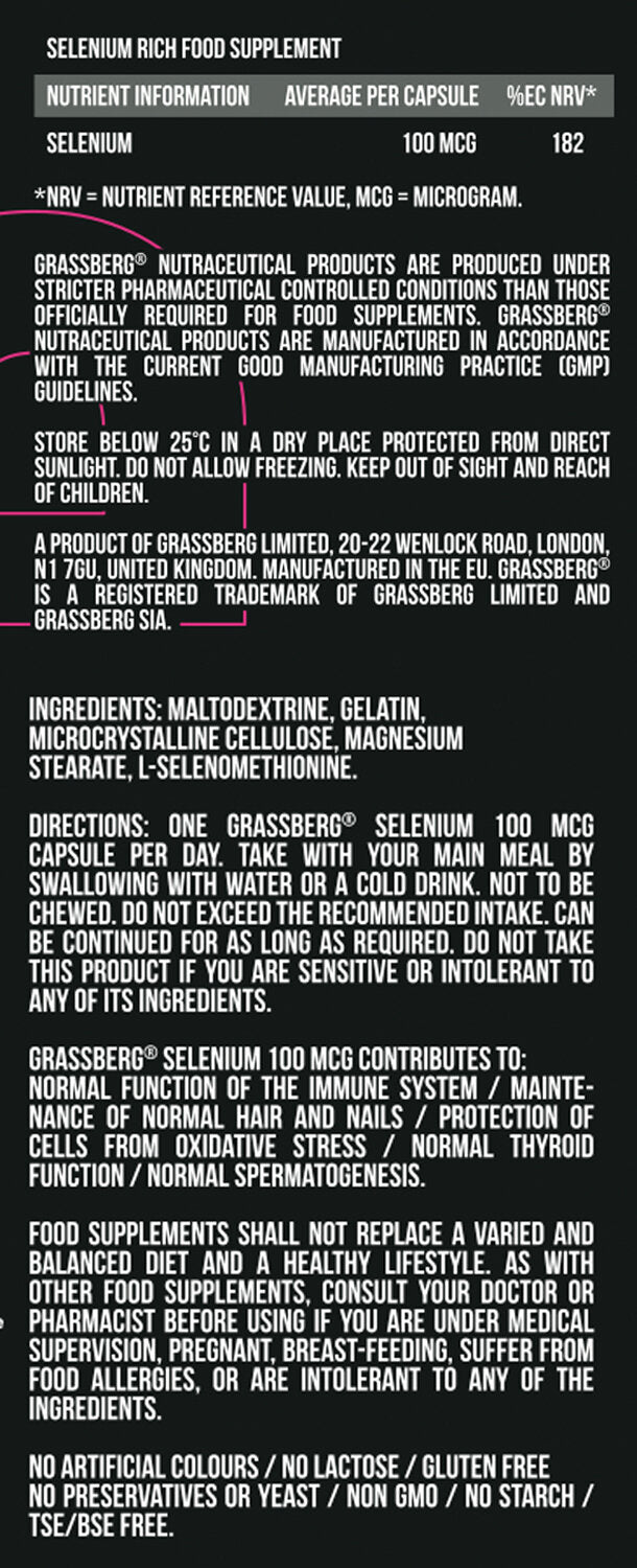 Grassberg Selenium 100mcg 60 Caps