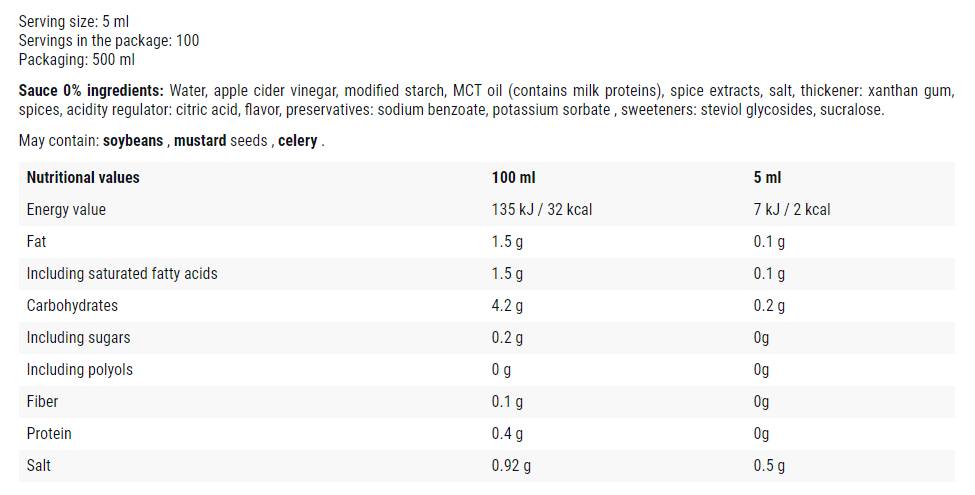Mayo à l'ail avec herbes/0 Calorie Sauce - 500 ml