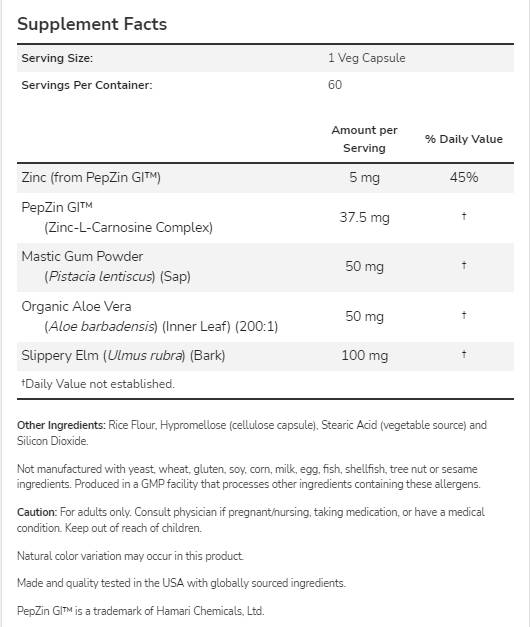 Gastro Comfort ™ avec pepzin gi ™ - 60 capsules