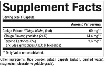Ginkgo biloba 60 mg - 120 capsules