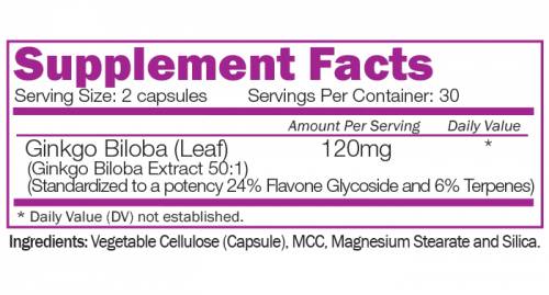 Ginkgo biloba extrait 120 mg 60 capsules
