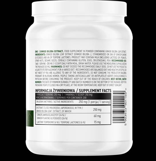 Ginkgo biloba extrait de poudre de 50 grammes