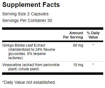 Ginkgo avec vinpocétine (standardisée) 40 mg - 60 capsules