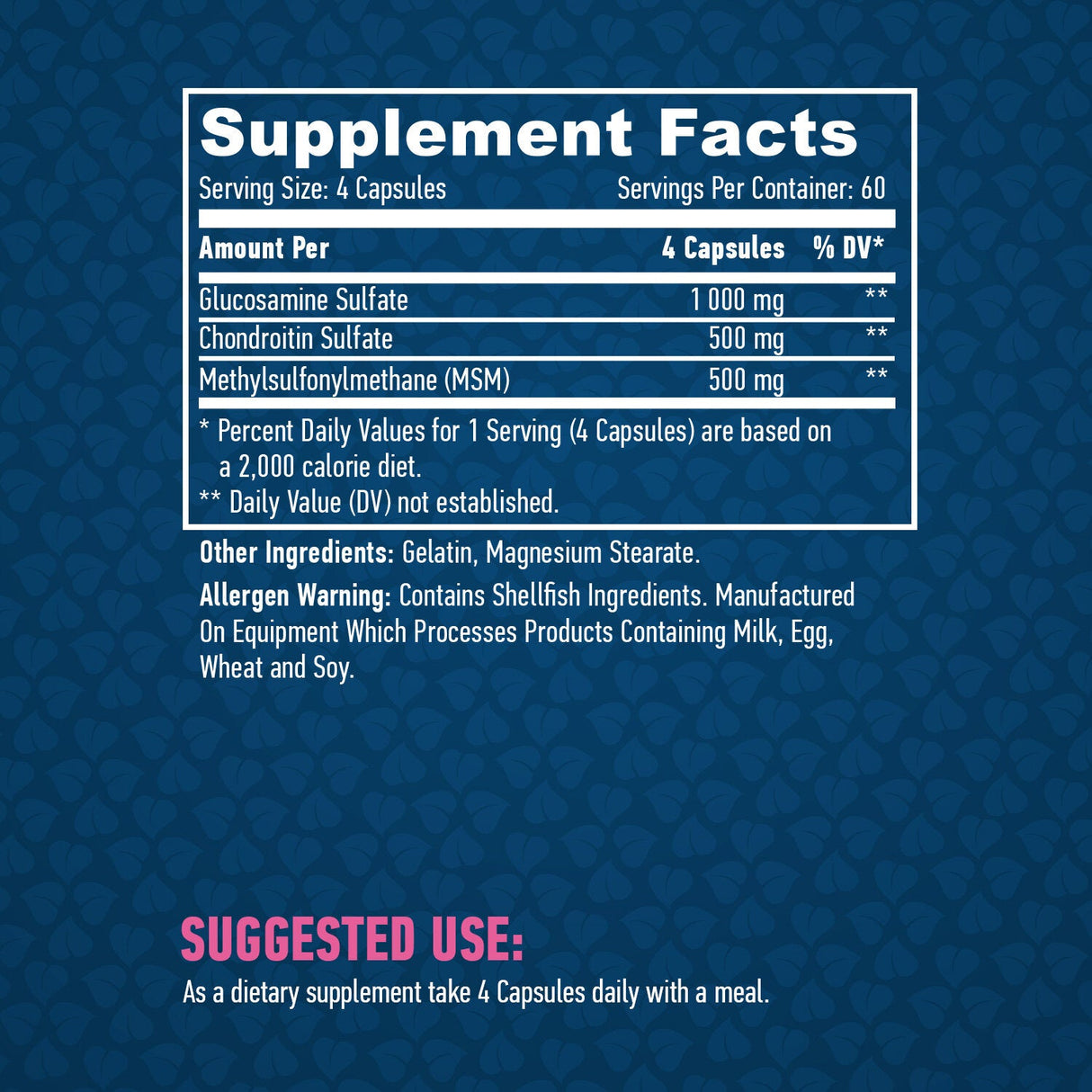 Glucosamine Chondroitine et complexe MSM/Caps 240.