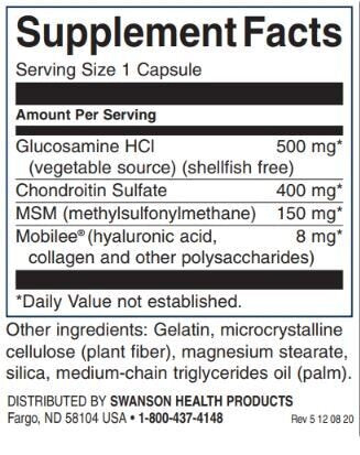 Glucosamine, chondroïtine et MSM avec de l'acide hyaluronique et du collagène - 90 capsules