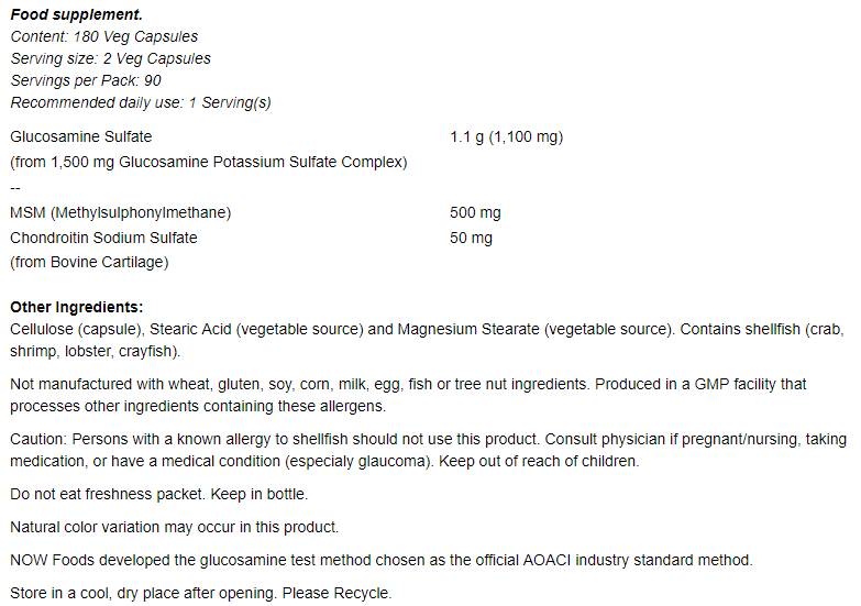 Glucosamine et MSM - 180 capsules
