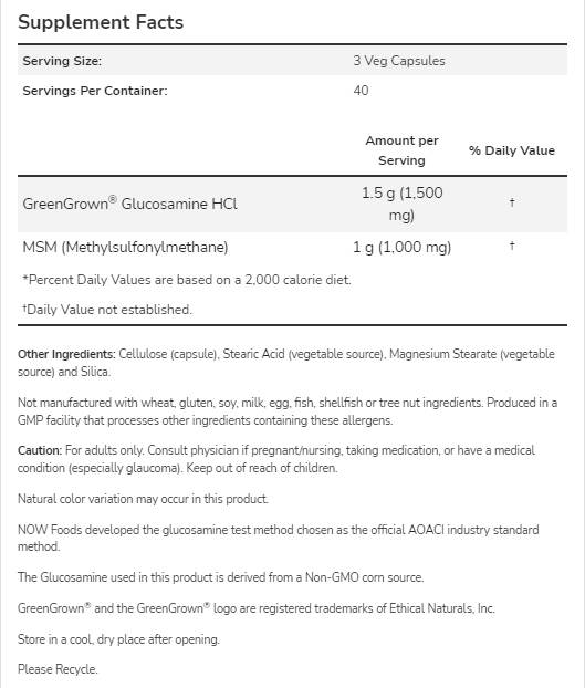 Glucosamine et MSM - 180 capsules