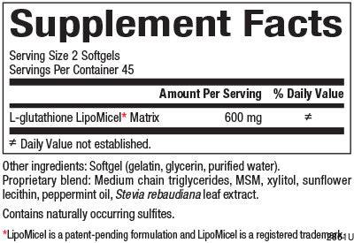 Glutathione Lipomicel Matrix 300 mg - 90 capsules de gel
