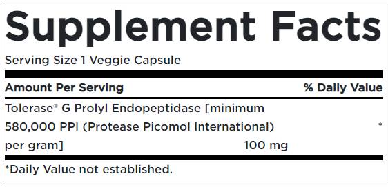 Gluten débarrassé avec tolérase G - 90 capsules