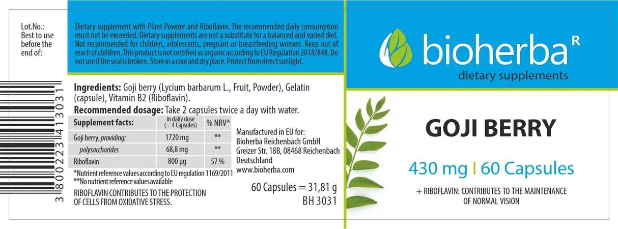 Goji Berry 430 mg - 60 capsules