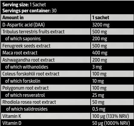 Test en or pak | avec DAA, fenugreek et tribulus - 30 paquets