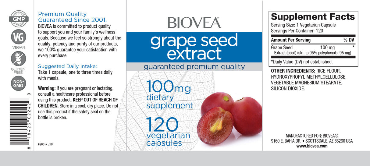 Extrait de graines de raisin 100 mg/120 Caps