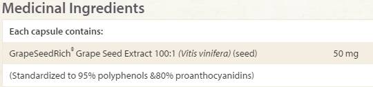 Extrait de graines de raisin 50 mg 60 capsules