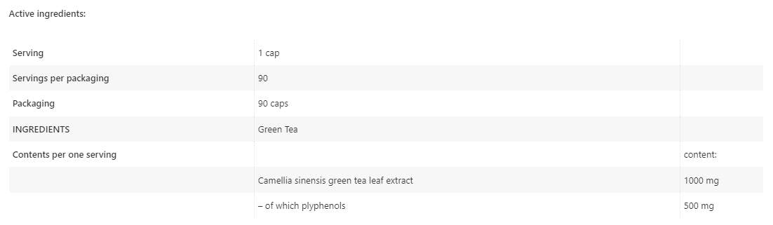 Thé vert 1000 mg - 90 capsules